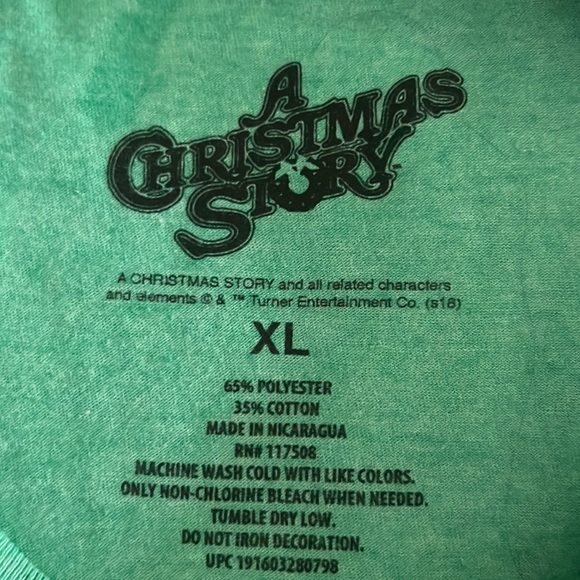 A Christmas Story Oh Fudge It’s Christmas T-Shirt Ralphie Green Crew Neck Tee xL - Picture 3 of 4